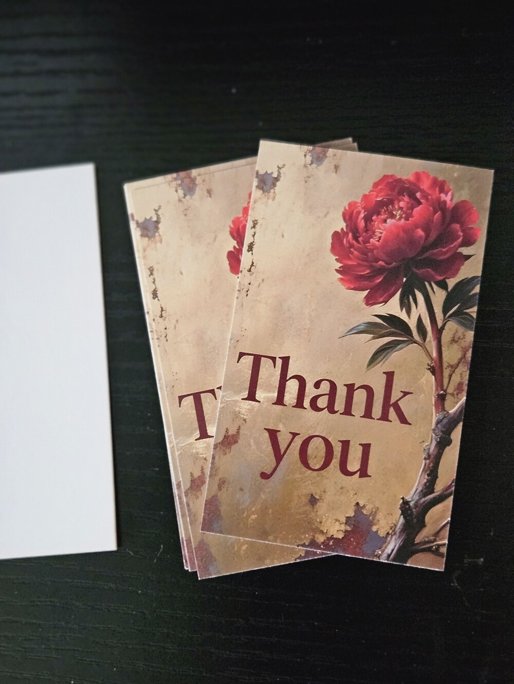Thank You Floral Cards - Red Peony Design
